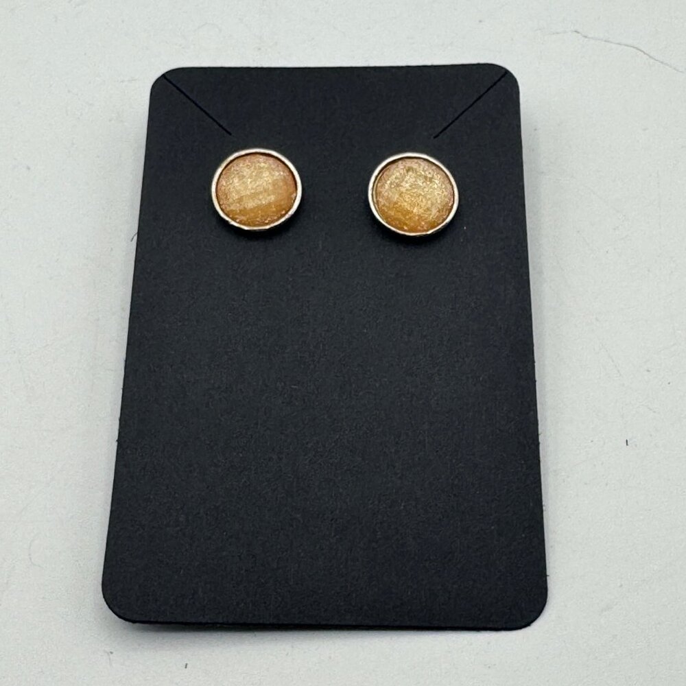 Peach Colored Textured Round Stud Earrings Gold--tone Metal
